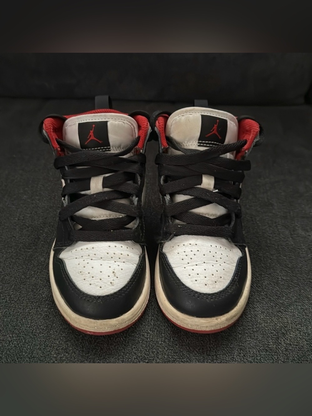 Jordan Kids High-Top Sneakers in Black, White and Red